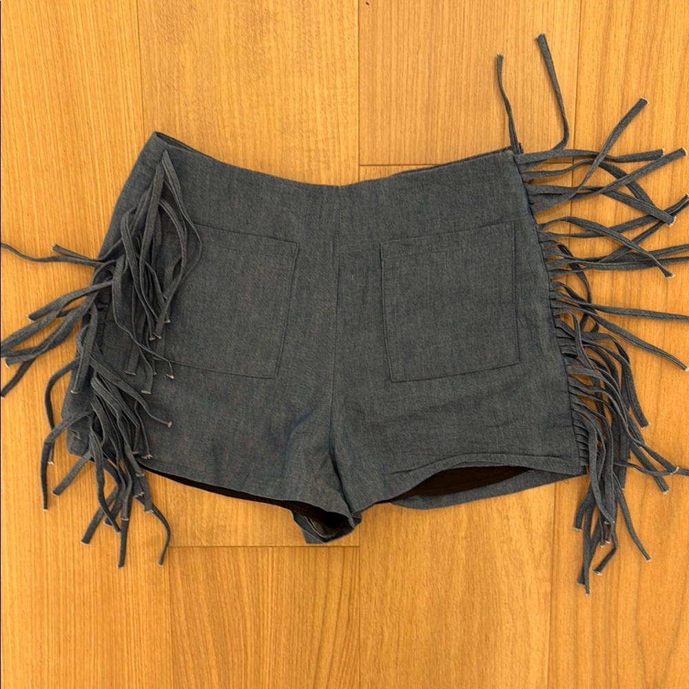 Fringe Detail Women's denim Shorts